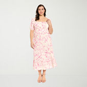 slim fit dress slacks London Times Petite Crewneck Button-Tab Short-Sleeve Midi Dress - Sugar Ivory main image 1