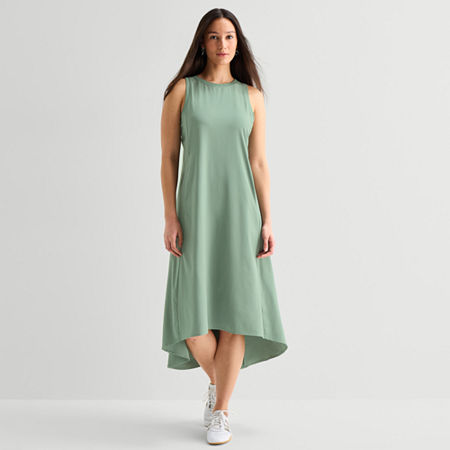 Stylus Easy Tank Maxi Dress Womens Sleeveless Maxi Dress In Gray