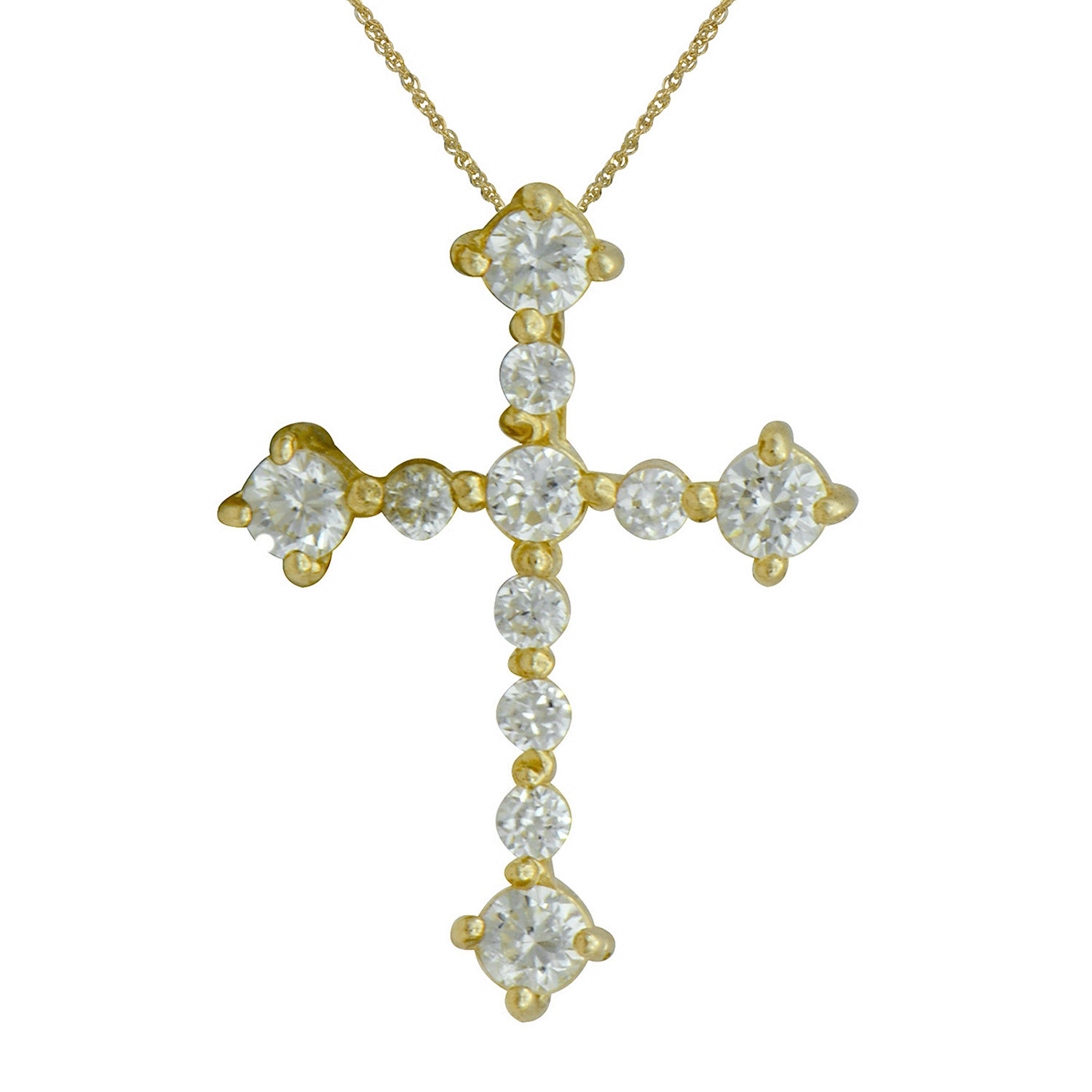 Girls Cubic Zirconia 14K Yellow Gold Cross Pendant Necklace - JCPenney