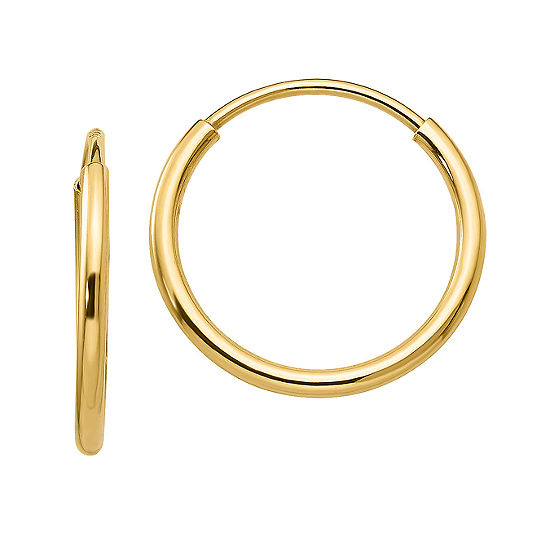 10K GOLD 15mm Round Hoop Earrings