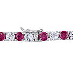 Lab Created Red Ruby Sterling Silver 7.25 Inch Tennis Bracelet