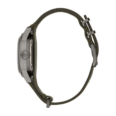 Bulova Classic Mens Green Leather Strap Watch 98a255