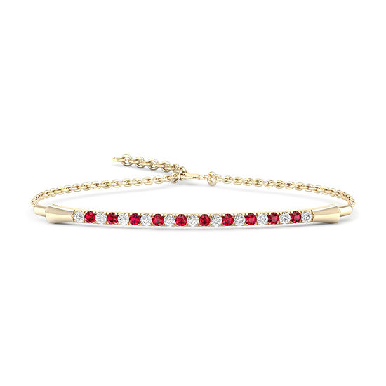 1/8 CT. T.W. Lead Glass-Filled Red Ruby 10K Gold Tennis Bracelet