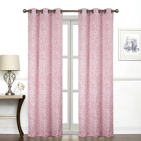 Regal Home York Paisley Light-Filtering Grommet Top Single Curtain Panel, One Size , Pink
