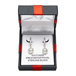 Limited Time Special! White Cultured Freshwater Pearl Sterling Silver Ball Drop Earrings