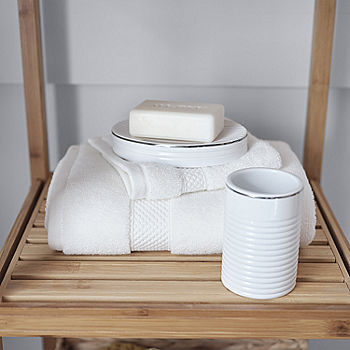 fieldcrest bath towel cream floral 100% cotton classic modern rectangle
