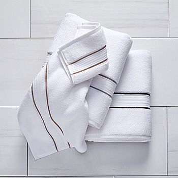 Fancy Cotton Bath Towel Set 11pc with Satin Fern border White
