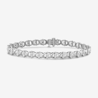 Womens 3 CT. T.W. Lab Grown White Diamond 10K White Gold Tennis Bracelet