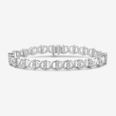 (H-I / I2) 5 CT. T.W. Lab Grown White Diamond 10K White Gold Tennis Bracelet