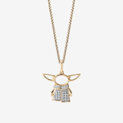 Star Wars Fine Jewelry Grogu Womens Diamond Accent Mined White Diamond 10K Gold Star Wars Pendant Necklace