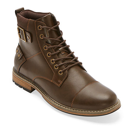 J. Ferrar Mens Slate Block Heel Lace Up Boots, 8 Medium, Brown