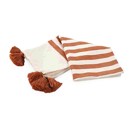 Lr Home Hanny Striped Reversible Throw, One Size, Orange