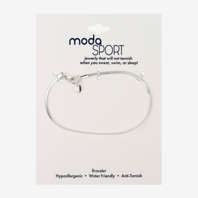 Moda Sport Hypoallergenic Water-Resistant Stainless Steel 7.5 Inch Herringbone Chain Bracelet