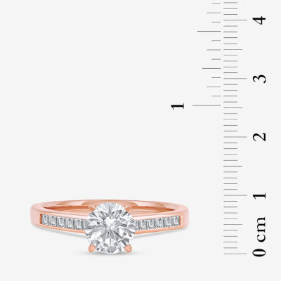 Womens 1 1/ CT. T.W. Mined White Diamond 14K Rose Gold Round Engagement Ring