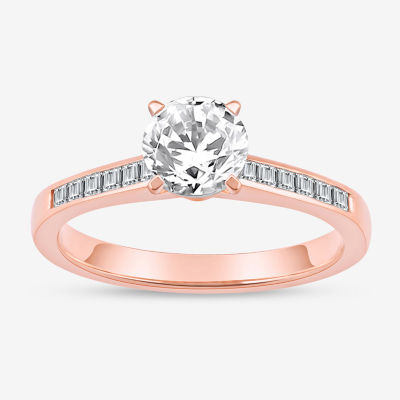 Womens 1 1/ CT. T.W. Mined White Diamond 14K Rose Gold Round Engagement Ring