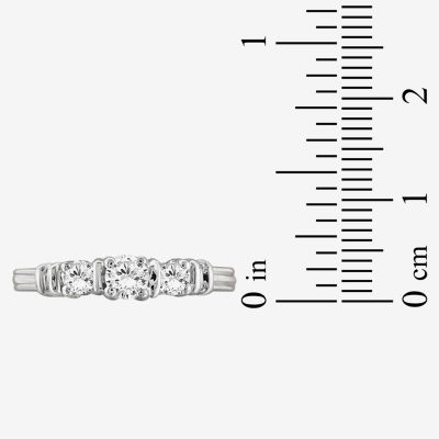 Womens 1 1/ CT. T.W. White Cubic Zirconia Sterling Silver 3-Stone Promise Ring