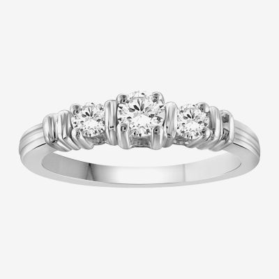 Womens 1 1/ CT. T.W. White Cubic Zirconia Sterling Silver 3-Stone Promise Ring