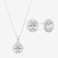 Diamonart White Cubic Zirconia Sterling Silver Oval 2-pc. Jewelry Set, One Size