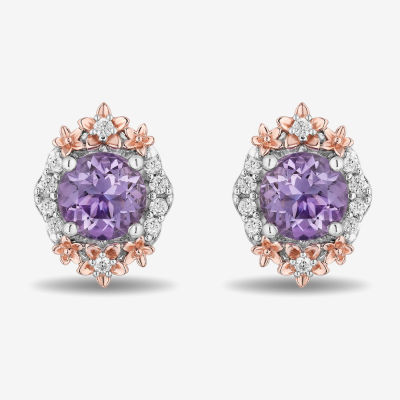 Enchanted Disney Fine Jewelry 1/5 CT. T.W. Genuine Purple Amethyst 14K Rose Gold Over Silver Rapunzel Earring Set