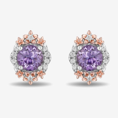 Enchanted Disney Fine Jewelry 1/5 CT. T.W. Genuine Purple Amethyst 14K Rose Gold Over Silver 10mm Rapunzel Stud Earrings