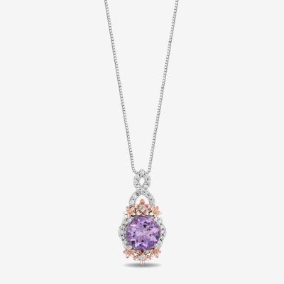 Enchanted Disney Fine Jewelry Womens 1/5 CT. T.W. Genuine Purple Amethyst 14K Two Tone Gold Over Silver Rapunzel Pendant Necklace