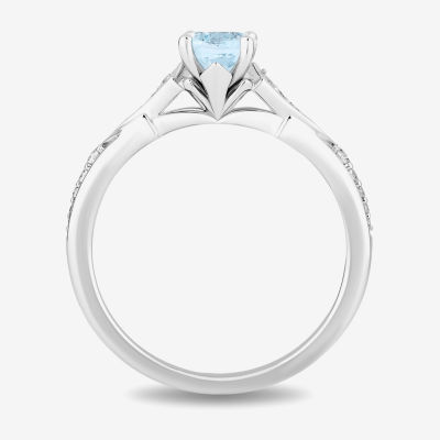 Enchanted Disney Fine Jewelry Womens 1/10 CT. T.W. Genuine Blue Topaz Sterling Silver Frozen Elsa Cocktail Ring