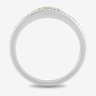 Enchanted Disney Fine Jewelry Womens 1/6 CT. T.W. Natural White Diamond 14K Gold Over Silver Moana Cocktail Ring