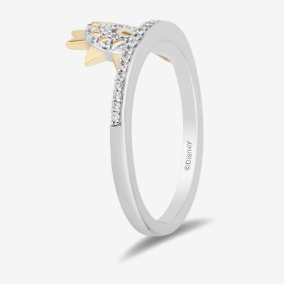 Enchanted Disney Fine Jewelry Womens 1/6 CT. T.W. Natural White Diamond 14K Gold Over Silver Moana Cocktail Ring