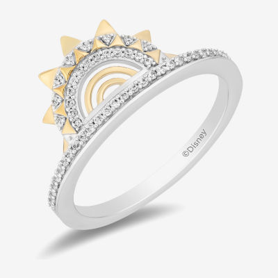 Enchanted Disney Fine Jewelry Womens 1/6 CT. T.W. Natural White Diamond 14K Gold Over Silver Moana Cocktail Ring