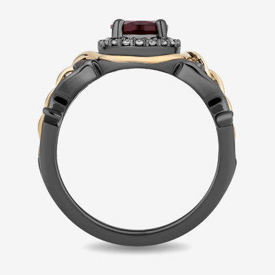 Enchanted Disney Fine Jewelry Villains Womens 1/6 CT. T.W. Genuine Red Garnet 14K Two Tone Gold Over Silver Evil Queen Halo Cocktail Ring