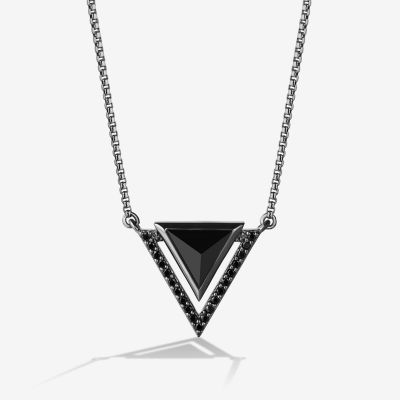 Star Wars Fine Jewelry Darth Vader Womens 1/6 CT. T.W. Genuine Black Onyx Sterling Silver Triangle Star Wars Pendant Necklace
