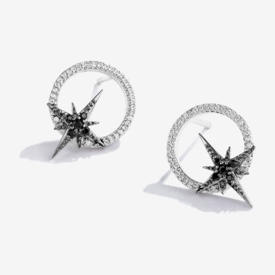 Star Wars Fine Jewelry Guardians Of Light 1/6 CT. T.W. Mined Black Diamond Sterling Silver 15.5mm Star Wars Stud Earrings