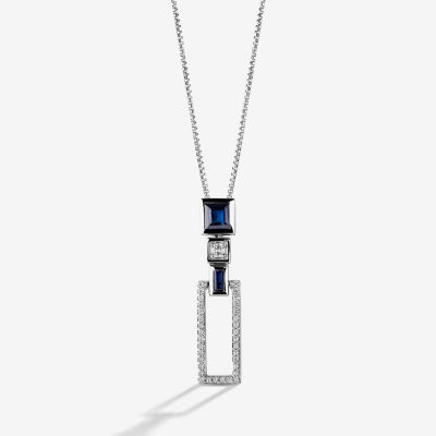 Star Wars Fine Jewelry R2-D2 Womens 1/4 CT. T.W. Genuine Blue Sapphire Sterling Silver Rectangular Star Wars Pendant Necklace