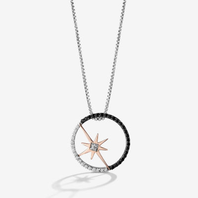 Star Wars Fine Jewelry Guardians Of Light Womens 1/4 CT. T.W. Mined Black Diamond 10K Rose Gold Sterling Silver Circle Star Wars Pendant Necklace