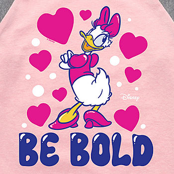 Disney Collection Little & Big Girls Crew Neck 3/4 Sleeve Daisy Duck  Graphic T-Shirt