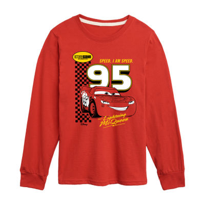 Disney Collection Little & Big Boys Crew Neck Long Sleeve Cars Graphic T-Shirt
