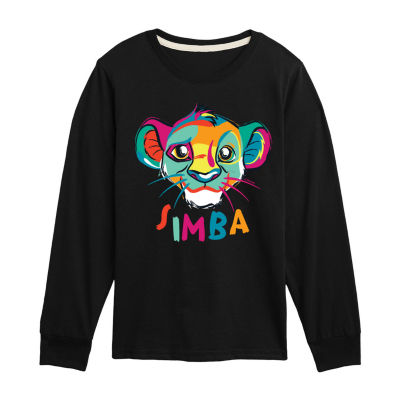 Disney Collection Little & Big Boys Crew Neck Long Sleeve The Lion King Graphic T-Shirt
