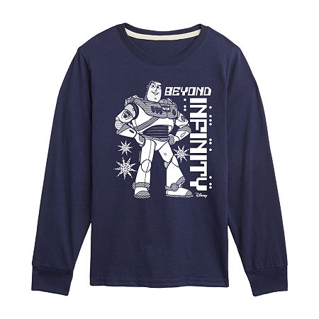 Disney Collection Little & Big Boys Crew Neck Long Sleeve Toy Story Graphic T-Shirt, Large, Blue