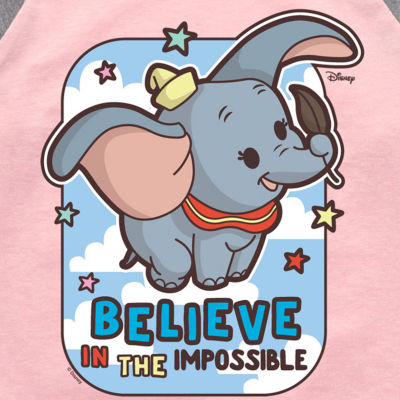 Disney Collection Little & Big Girls Crew Neck 3/4 Sleeve Dumbo Graphic T-Shirt