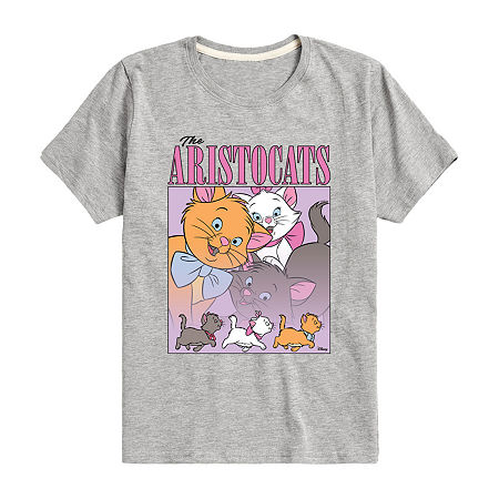 Disney Collection Little & Big Girls Crew Neck Short Sleeve The Aristocats Graphic T-Shirt, X-large, Gray
