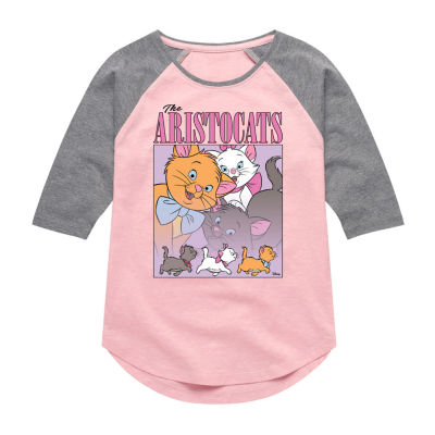 Disney Collection Little & Big Girls Crew Neck 3/4 Sleeve The Aristocats Graphic T-Shirt