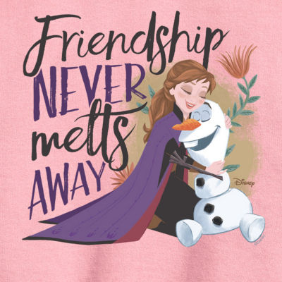 Disney Collection Little & Big Girls Crew Neck Long Sleeve Frozen Graphic T-Shirt