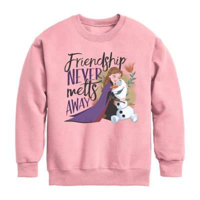 Disney Collection Little & Big Girls Crew Neck Long Sleeve Frozen Graphic T-Shirt