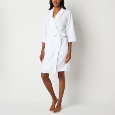 Liz Claiborne Womens Waffle 3/4 Sleeve Knee Length Robe