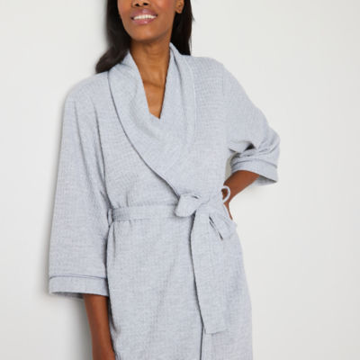 Liz Claiborne Womens Waffle 3/4 Sleeve Knee Length Robe