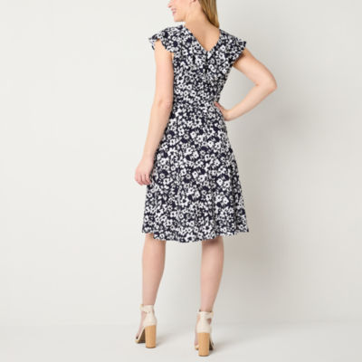 Perceptions Sleeveless Floral Fit + Flare Dress