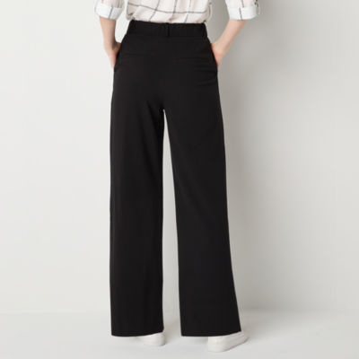 by&by-Juniors Womens High Rise Wide Leg Flat Front Pant