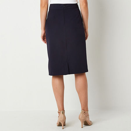 Liz Claiborne Womens Mid Rise Pencil Skirt, 16 Petite, Blue