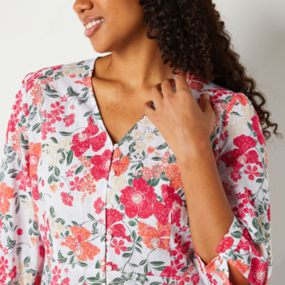 Liz Claiborne Womens V Neck 3/4 Sleeve Blouse