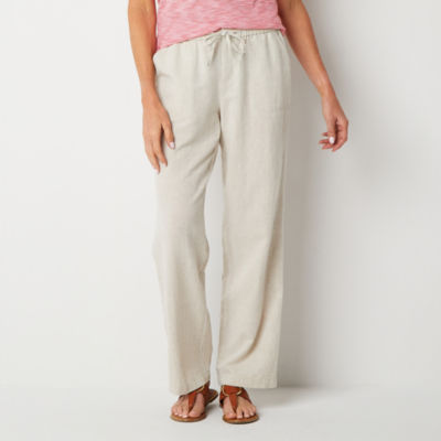 Liz Claiborne Linen Womens Mid Rise Wide Leg Drawstring Pants - JCPenney